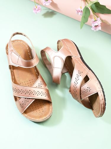Image of XE Looks Doctor Sole Laser Cut Cross Strap and Trendy Sandals For Women
