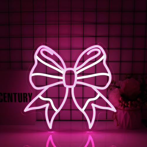 Image of Bow Neon Sign Led Neon Lights Neon Signs for Wall Decor Light Up Sign for Birthday Party Club Gift