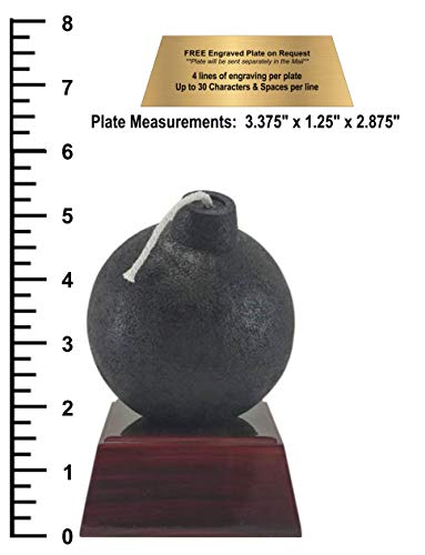 Decade Awards Bomb Trophy | Cartoon Bomb Trophy With Wick | Da Bomb Award - 5.5 Inch - Engraved Plate On Request #TOP4