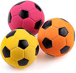 CHIWAVA 3PCS 2.7'' Squeak Latex Dog Toy Football Chew Fetch Throw Ball for Medium Dogs Interactive Play