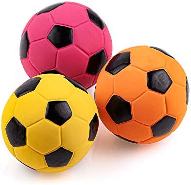 CHIWAVA 3PCS 2.7'' Squeak Latex Dog Toy Football Chew Fetch Throw Ball for Medium Dogs Interactive Play