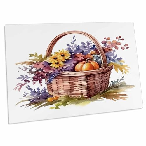 3dRose Fall Basket of Flowers and a Pumpkin Illustration miniatura 1
