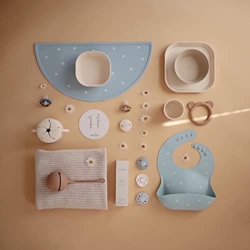 Image of mushie Silicone Baby Bib | Adjustable Fit Waterproof Bibs (White Daisy)