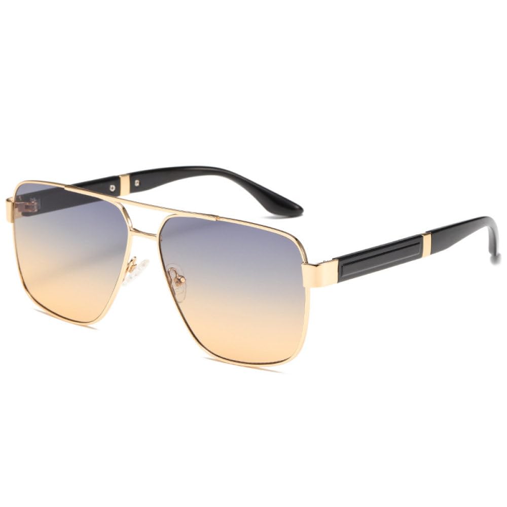 Gafas de Sol de Metal con Doble Puente a la, Gafas de Sol Elegantes para Mujer y Hombre, Gafas de Sol clásicas de Calidad para Viajes de Verano