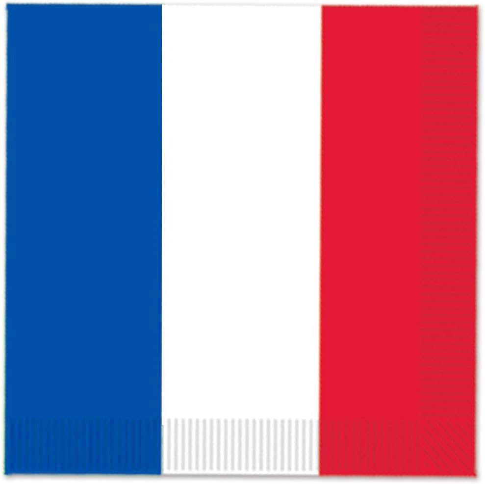 French Party Decorations 100Pcs Blue White and Red Napkins for Fr...