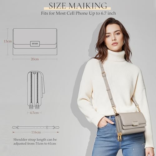 Handtasche Damen Klein, BITUOR Kleine Handy Umhängetasche, PU Leder Handytasche, Mini Crossbody Bag mit Kartenschlitz, Fraun Schultertasche Elegant mit Verstellbar Schultergurt für Party Freizeit Date – Bild 5