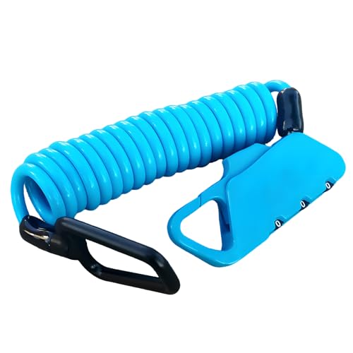 Candado de cable retráctil para casco, equipaje y bicicleta, combinación reajustable de 3 dígitos, cable de bloqueo de bicicleta azul, 6.3 x 2.8 x 1.2 pulgadas, seguridad antirrobo para viajes y