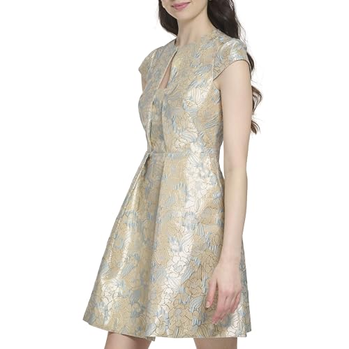 Vince Camuto Women's Cap Sleeve High Neck Fit & Flare Mini Dress3