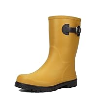 Women's mid length lightweight and anti slip fashionable rubber rain boots (GOLD, Adult, Women, 8, Numeric, US Footwear Size System, Medium)