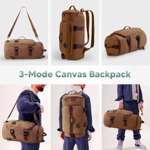 KARRIER 50 Litre Travel Backpack Duffle Bag Gym Bag Water Resistant Daypack Bag for Cycling Trekking Hiking Camping (Pocket, Brown) - Image 6