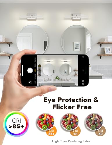 Image of NIORSUN 15.7 Inch Modern Bathroom Light Fixture, 12W 5CCT Dimmable LED Chrome Bathroom Vanity Lights Over Mirror, Vanity Lights for Bathrooms Restroom Mirror- ETL Certified