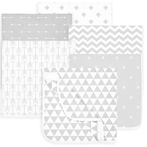 Image of Baby Blankets – Soft Pure Cotton Blankets – 6 Pack of Breathable Swaddle Blankets – Unisex Baby Swaddle Blanket for Boys and Girls in Grey White Designs – Multi Use Blankey – 30 x 30 inches