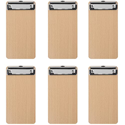 BOMKEE Lot de 6 mini porte-blocs en bois A6 avec trou de suspension dissimulé pour hôtel, bar, pub, restaurant Cover