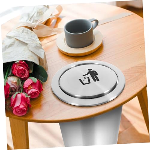 HYTROVE Edelstahl MüLl Klappen Deckel Abfall-rutschen Deckel Eingebaute Arbeitsplatten Mülleimer Mülldeckel Gleichgewicht Klappe Edelstahl Swing Mülleimer Docke Silber