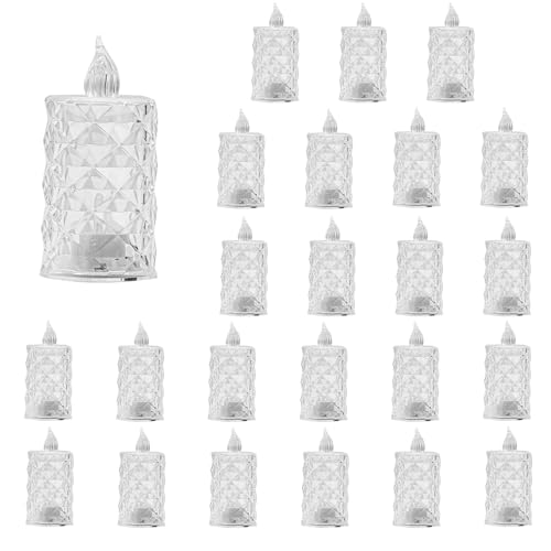 Velas LED Sin Llama - Calentador Eléctrico De Velas De , 24 Luces LED Artificiales Para Centros De Mesa | Luces Decorativas Que Funcionan Con Pilas Para Decoración De Fiestas, Navidad, Hallowee