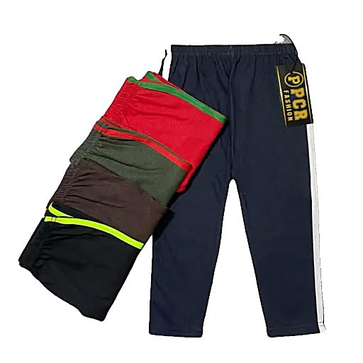 Unisex Kid's Cotton Solid Elastic Waistband Combo Multicolor Track Pants Casual Fit_127-image-20