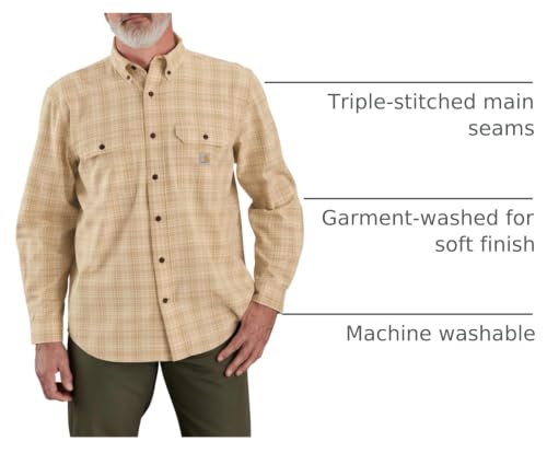 Image of Carhartt Men's Loose Fit Midweight Chambray Long-Sleeve Plaid Shirt
