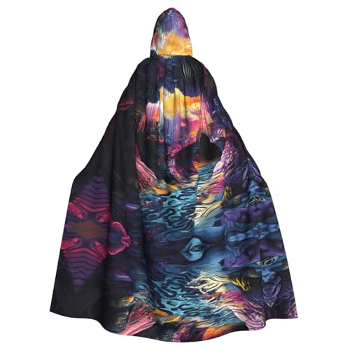 WZYWHJ Colorido estampado de cueva aldult poncho con capucha para hombres y mujeres, fiesta de Halloween
