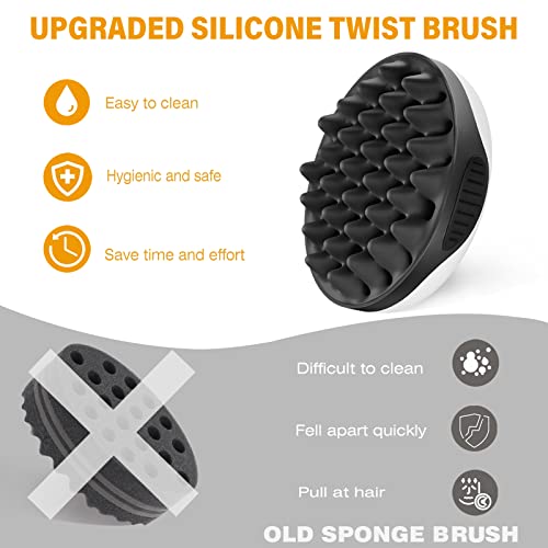 Wttorde Silicone Curling Hair Brush, Twist Curl Comb For Afro Curls, Detachable Two-Sided Use Hair Wave Tool, Big Small Holes Combs For Men Women Boy Girl Long Short Hair, Durable Curling Brushes, Black, 1 Pcs #TOP4
