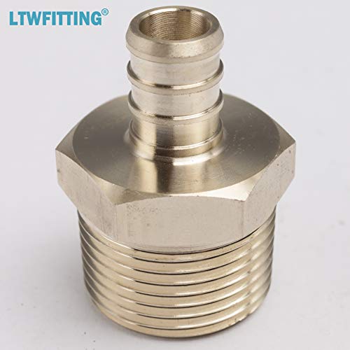 Ltwfitting Lead Free Brass Pex Adapter Fitting 1/2-Inch Pex X 3/4-Inch Male Npt Crimp Adaptor (Pack Of 5) #TOP3