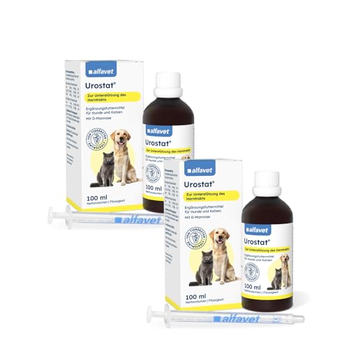 Alfavet Urostat | Doppelpack | 2 x 100 ml | Flüssiges Ergänzungsfuttermittel für Hunde und Katzen | Zur ernährungsphysiologischen Stabilisierung der Harnwege