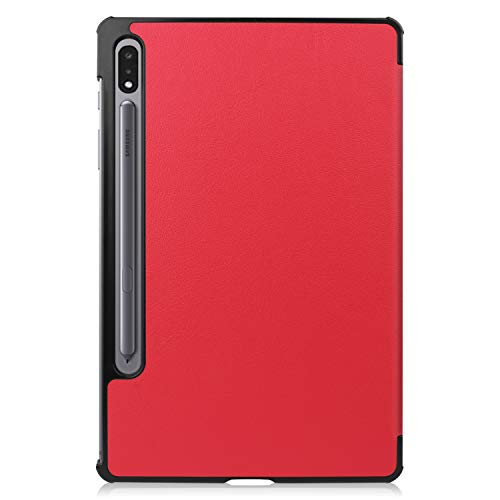 Image of Premium Shock Proof Stand Folio Multi Viewing Angles Hard PC Clear Back Case Cover Compatible with Samsung Galaxy Tab S8 /S7 11 inch Tablet (Red)
