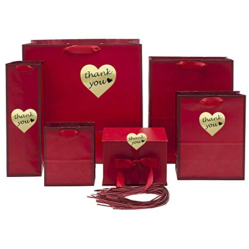 SJPACK Gold Heart Shape Thank You Stickers, Foil Decorative Sealing Labels, 500 Stickers/Roll, 1.5\" Diameter (2 Rolls)