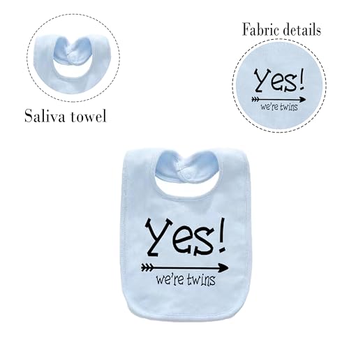 YSCULBUTOL Baby Twins Bibs Yes We Are Twins Newborn Baby Cute Unisex Bibs Infant Twin Outfits2