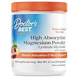 Doctors Best High Absorption Magnesium Powder Lysinate Glycinate 100% Chelated, Muscle Relaxation & Sleep Support, Gluten Free, Vegan, 100% Chelated Net Wt. 12.1 oz (340 Grams), Fruit Punch Flavor