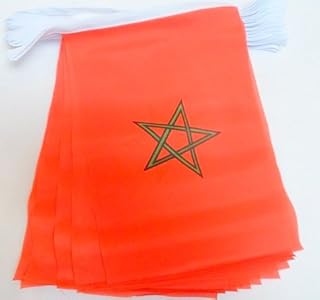 AZ FLAG Morocco 4 meters BUNTING Flag 20 flags 6'' x 4'' - Moroccan STRING flags 10 x 15 cm