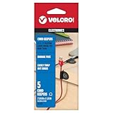 VELCRO Brand Cord Keepers | Charging Cord Organizer, Cord Holder for Nightstand, Desk | Removable Adhesive Backing | Soft Nylon Cable Clips | 5pk, Black