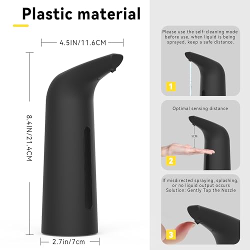 Image of Automatic Soap Dispenser, 13oz /400ml for Bathroom & Kitchen No Touch | Plastic Material Soap Holder,4-Level Adjustable Touchless Hand Soap Dispenser ,Battery Operated Electric Dispenser