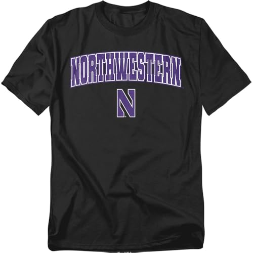 Northwestern University Arch Logo Secondary Adult T Shirt, Black, S