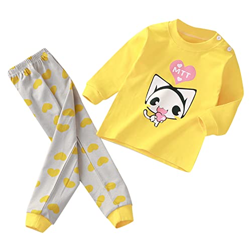 Pijamas macios para meninas e meninos com estampa de desenhos animados e manga comprida para criança