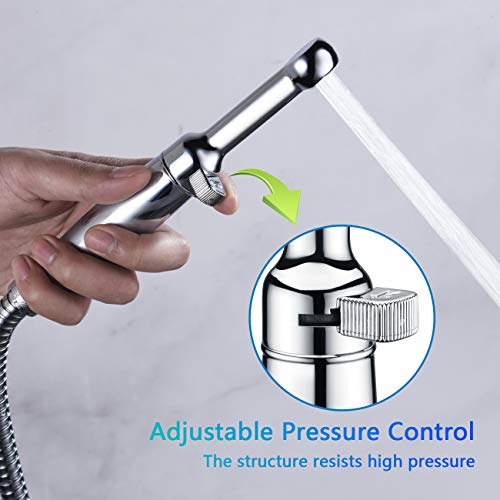 Handheld Bidet Sprayer for Toilet, Baby Cloth Diaper Sprayer Bathroom Bidet Attachment Chrome-Solid Brass-3 Years Warranty-Adjustable Pressure Contro