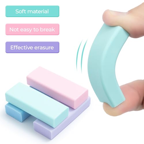 Image of M&G 4 Pcs Cute Erasers for Kids Sliding Retractable Pencil Erasers, Push Pull Design Cute Erasers Stationery Supplies for Kids Back to School Supplies for Office