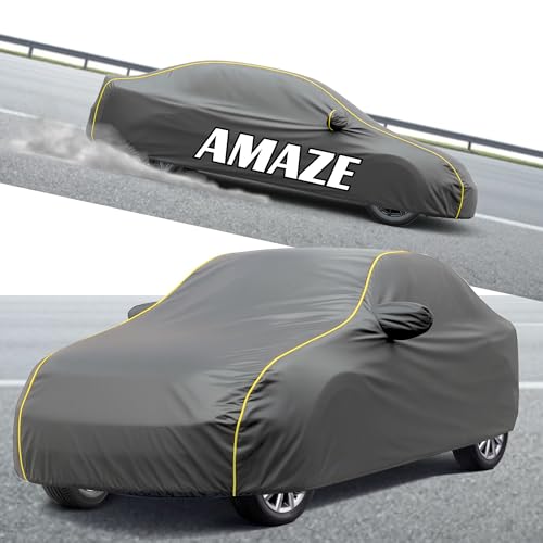 Image of Kayme Compatible with Grey Amaze Car Cover Waterproof Car Body Cover for All Weather Proof & Full Bottom Elastic, Triple Stitching with 100% Nail Proof Cover
