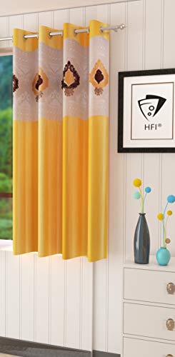 Image of LaVichitra Polyester Window Curtain with Designer Net (5ft, Yellow) -1 Piece