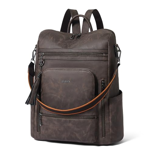 Image of Shrrie Vegan Leather Laptop Backpack for Women 15.6 inch Work Backpack Fashion Travel Backpack Purse for Business College