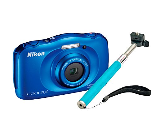 Nikon COOLPIX S33 + Selfie Stick - Cámara Digital compacta (13.2 MP, Zoom óptico de 3X y Pantalla de 2.7 Pulgadas), Azul
