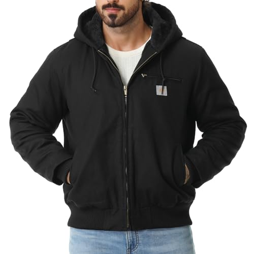 Image of Men's Work Coat Washed Duck Fleece Lined Waterproof Workwear