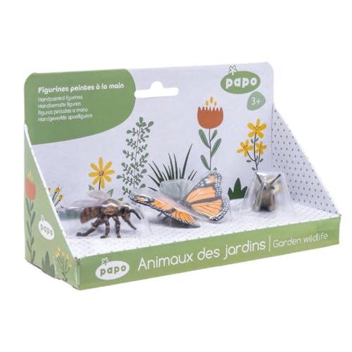 Figuras de animales de jardín set de 3 la abeja el caracol y la mariposa decorativas de resina