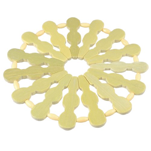 Ruilogod Perlas de plástico soportador de Alfombra de bambú Redondo Portador de Olla 165 mm x 5 mm Beige