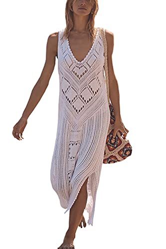 Robe de plage en tricot au motif évider et crochet artisanal pour un été chic