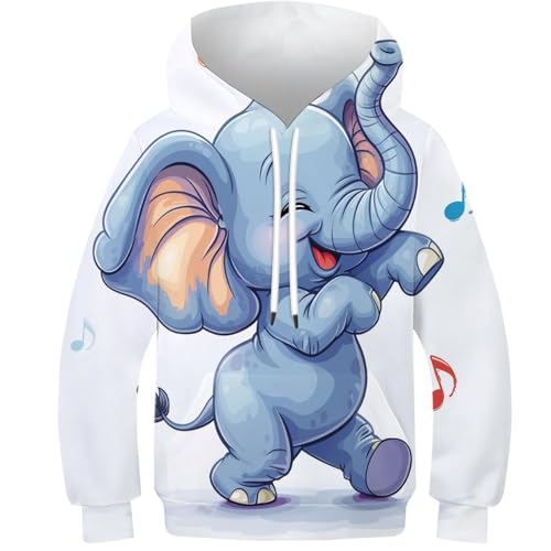 Sweat-shirt éléphant 3D vêtements enfant pull à poche hoodie hiver 12 ans