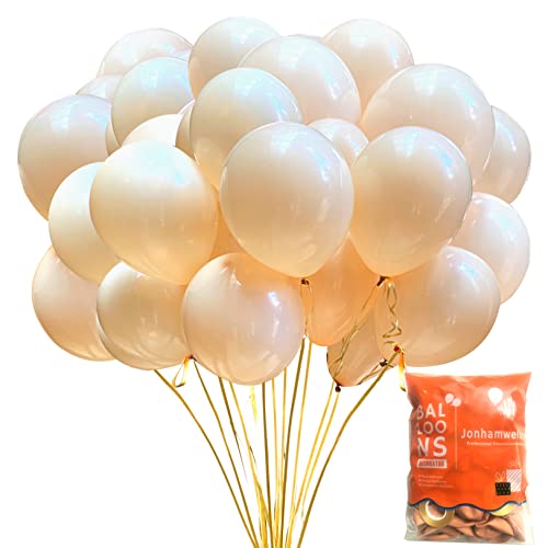 Image of Jonhamwelbor Nude Balloons 12 inch 100 Pack Beige Retro Apricot Matte Skin Color Latex Helium Balloons for Birthday Baby Shower Wedding Party Decorations