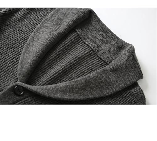 Men's Shawl Collar Cardigan Sweater Slim Fit Cable Knit Button Up Merino Wool Casual Sweater3