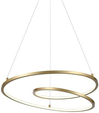Kuzco Twist 19-Inch LED Pendant Light, Antique Brass with White Acrylic Diffuser