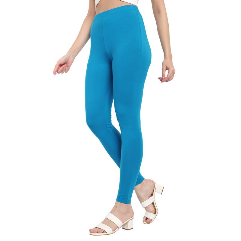 Image of ONE SKY Women Full Length Leggings | Cotton Modal Spandex Blend | High Waist Stretchable & Bio-Washed Fabric | Colour-Lock Technology | Comfortable Leggings for Women