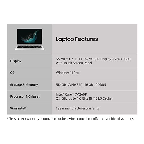 Image of Samsung Galaxy Book2 Pro 360 13.3 inch Display Intel 12th Gen core i7-1260P Processor, 16 GB RAM, 512 GB, Dolby Atmos Sound